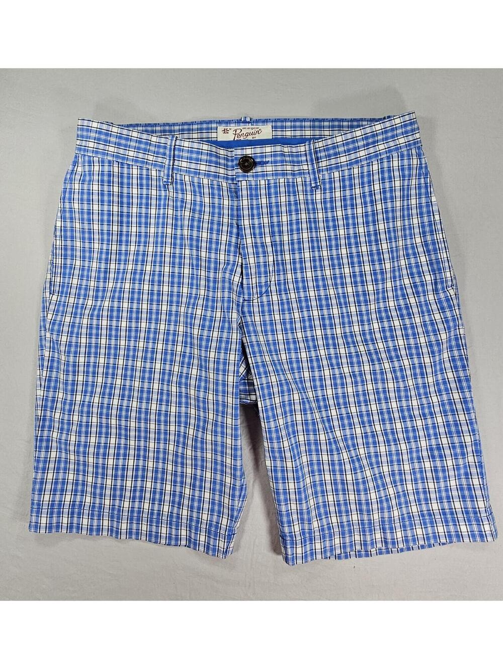 Penguin Original Blue Plaid Men's Golf Short Size 32
